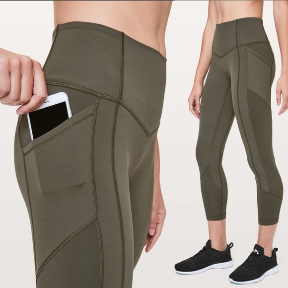 Lululemon All The Right Places Crop II *23" Dark Olive High Rise Leggings - Picture 2 of 10